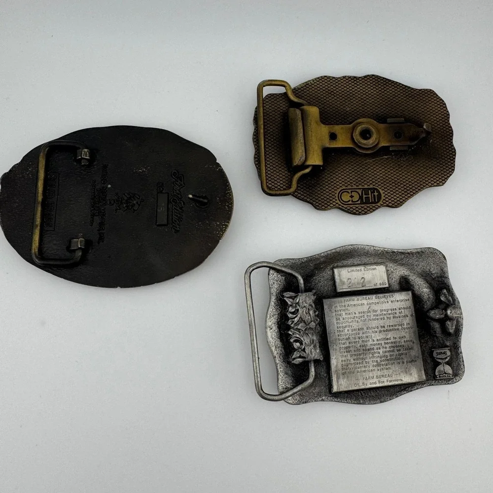 Vintage North Dakota Belt‎ Buckle 3PC Lot
